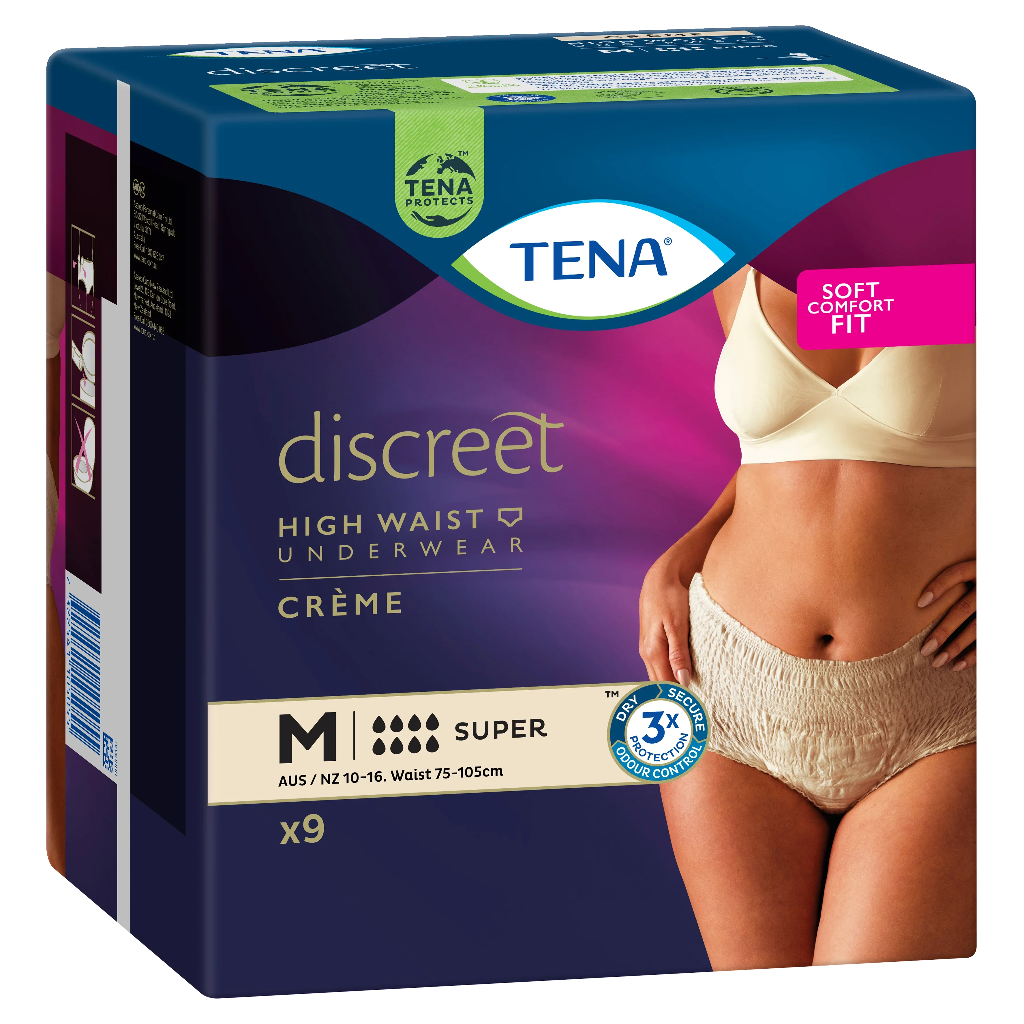 TENA | Discreet High Waist Incontinence Disposable Underwear - Crème