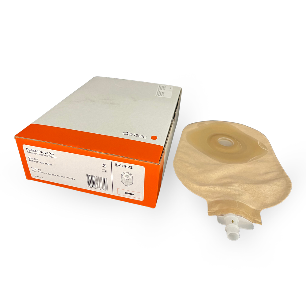Dansac Nova 1 Urostomy X3 Pouches Opaque,  Skin barrier size (mm) 106 x 106,  Pouch size (mm) 245 x 150,  Volume capacity (ml) 330 - All Types