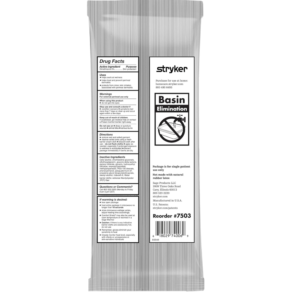 Sage Comfort Shield Barrier Cream Cloths,  3 Wipes/Pkt (7503)