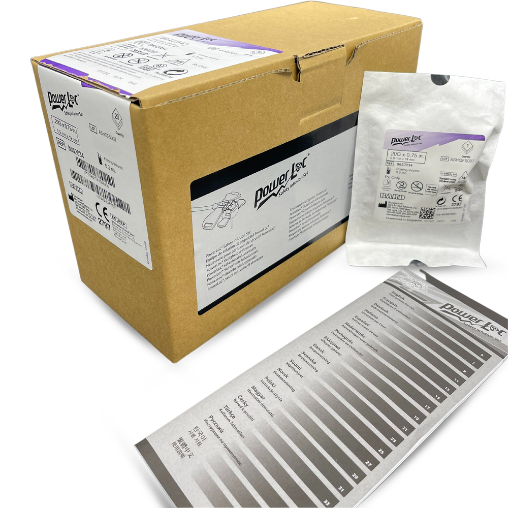 BARD PowerLoc Safety Infusion Set without Y-injection Site 20G x 0.75" Power Loc (8652034)