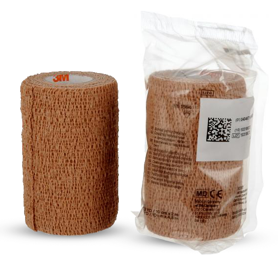 3M Coban Self-Adherent Wrap 10cm x 2m Tan 1584 - pack of 18