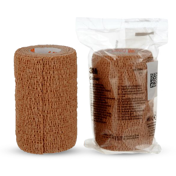 3M Coban Self-Adherent Wrap 10cm x 2m Tan 1584 - Each