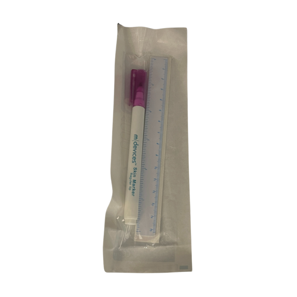 Mdevices Non Steile Surgical marking Pen - Regular tip with 1.0mm line width with a printed rule, ruler and label sheet, Pack of 400 (SU010111NS)