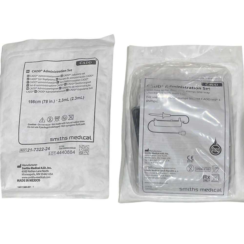 IV Pump Set CADD® Pump Without Ports 125 - 250 mL, IV CADD MALE LUER TOTM PLASTICIZER 78" , 12pcs/Box