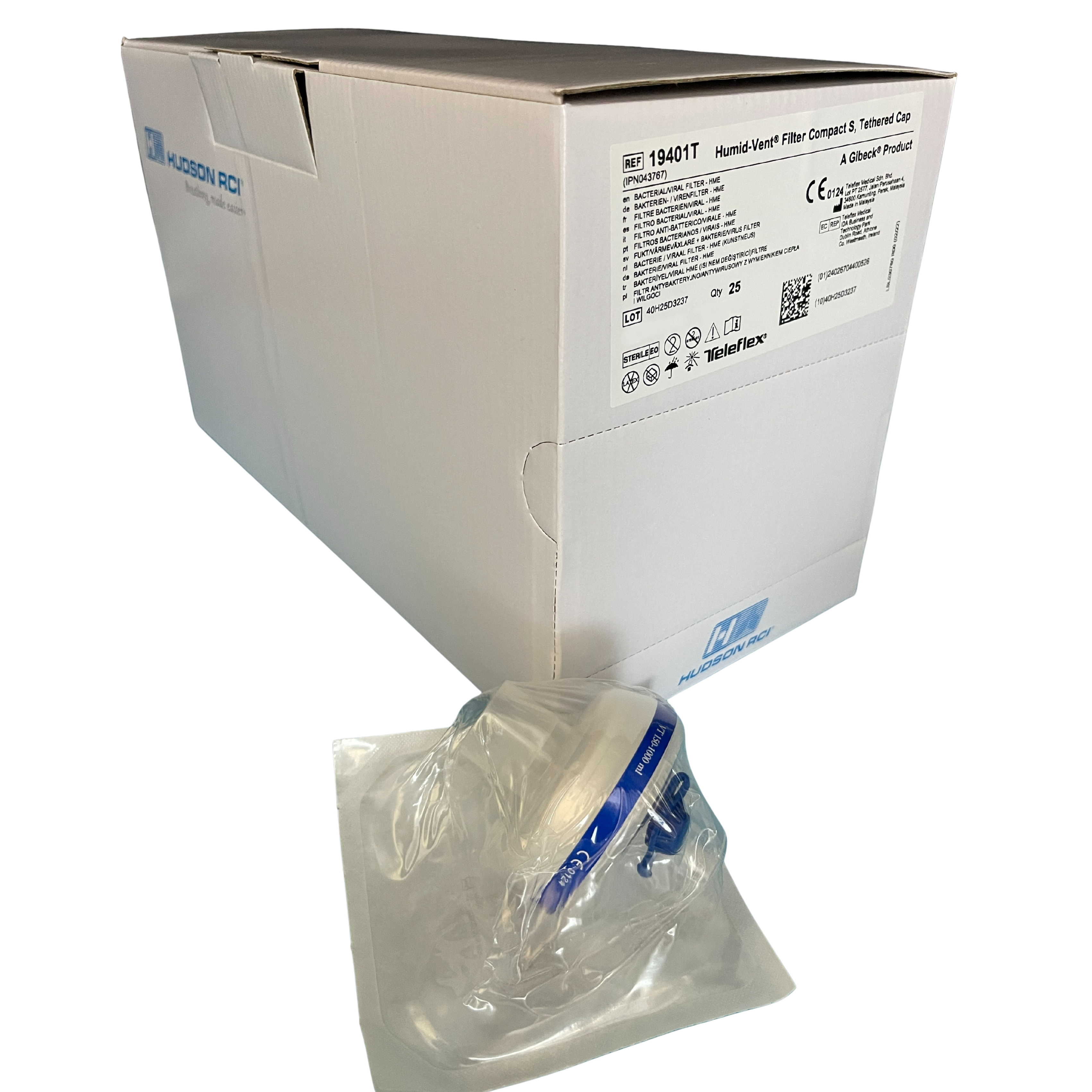 Hudson RCI Humid-Vent Filter Compact With HME, Box of 25 (19401T)
