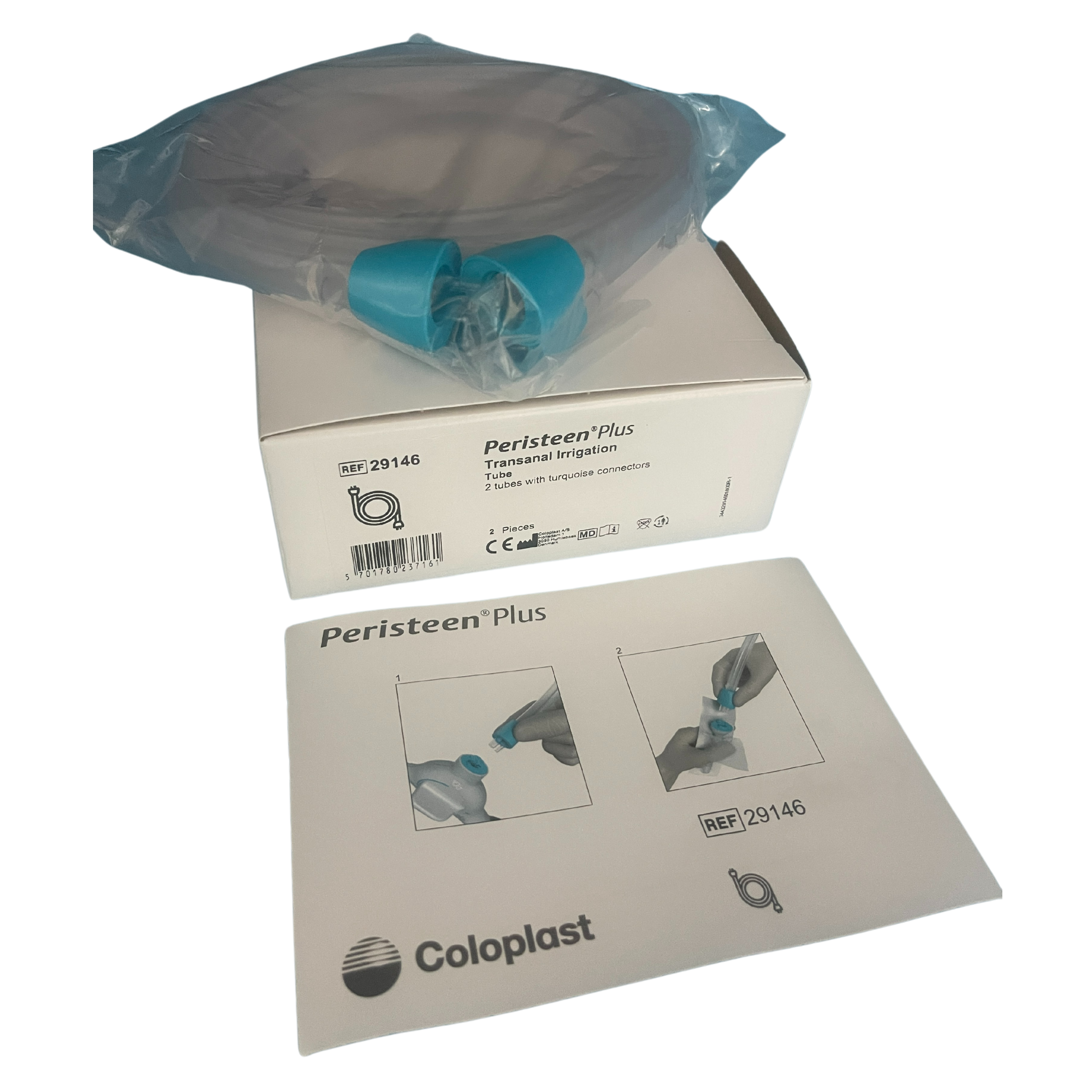 Coloplast Peristeen Plus Tube With Turquoise Connectors, Small, Box of 2 (29146)