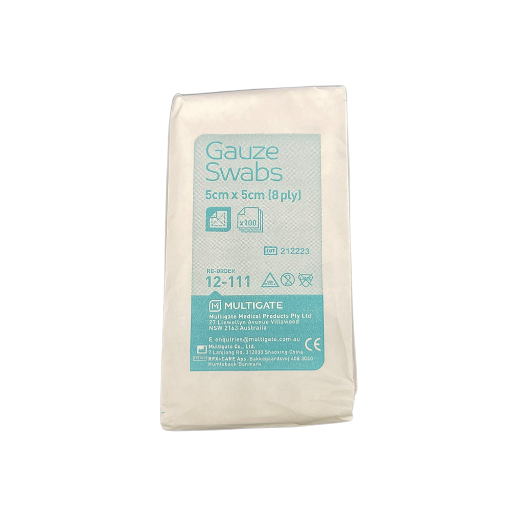 Multigate Gauze Swab White Non-Sterile (5cm x 5cm - 7.5cm x 7.5cm - 10cm x 10cm) - Pack of  100