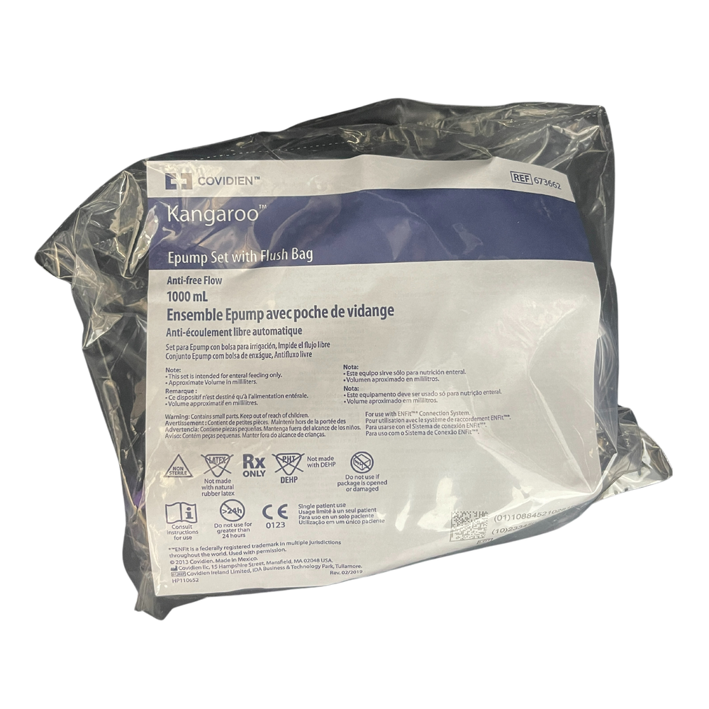 Kangaroo EPUMP 1000mL Feed And Flush Bag Set, Non-sterile (673662)