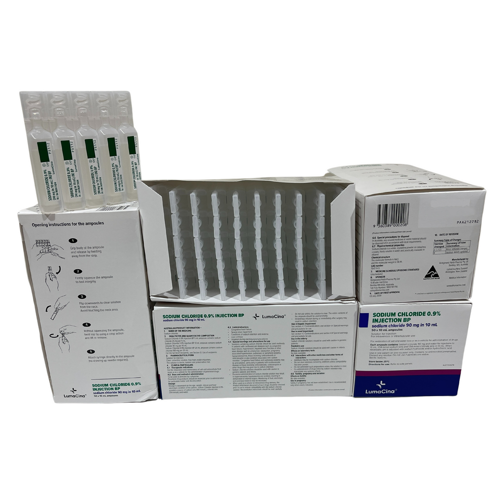 LumaCina Sodium Chloride, 0.9% Ampoule 10mL For Injection - Box of 50