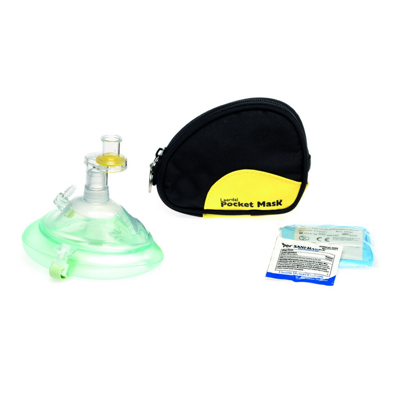 Laerdal Pocket Mask With Gloves and Wipe In Soft Pack, Blue, Black - Each