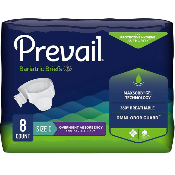 Cello Prevail Bariatric Briefs, Size A, B, C