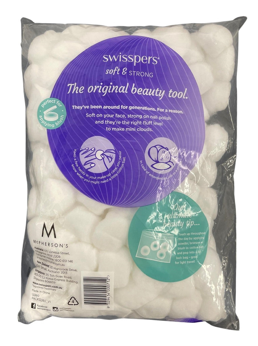 Swisspers Cotton Wool Balls (160 Items / Box) Soft Strong 12260 - Each