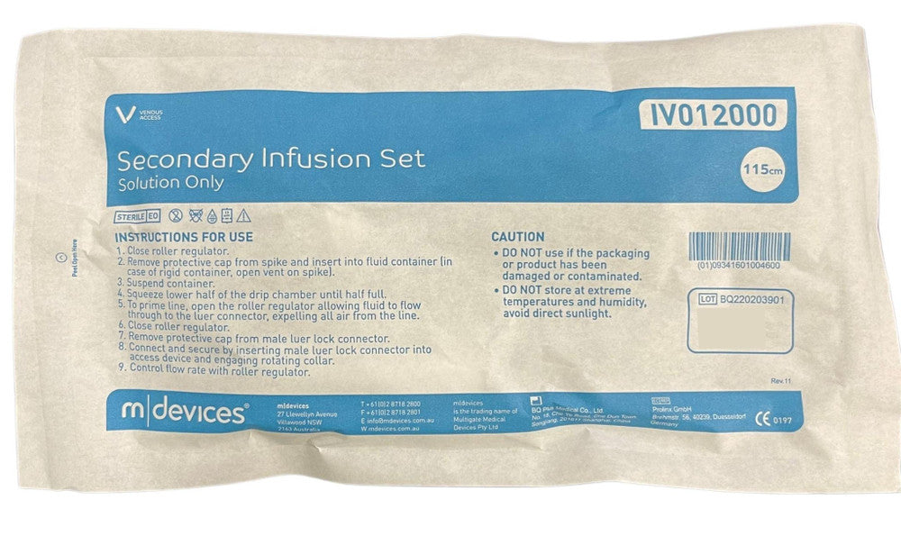 MDevices Secondary Infusion Set 115cm Sterile Single-use (IV012000)