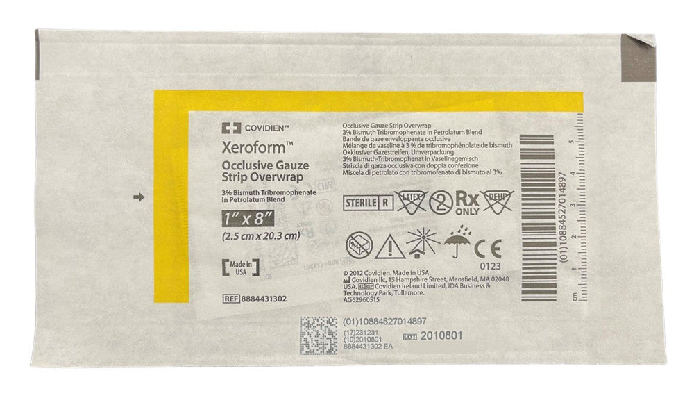 Xeroform occlusive Gauze Strip Overwrap Petroleum 2.5x20.3cm Strip (8884-431302) - Pack of 50