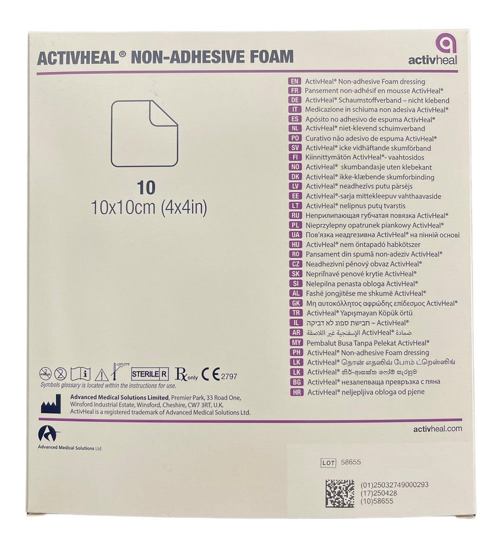 Activheal Non Adhesive Foam 10 X 10cm - 10pcs/Box