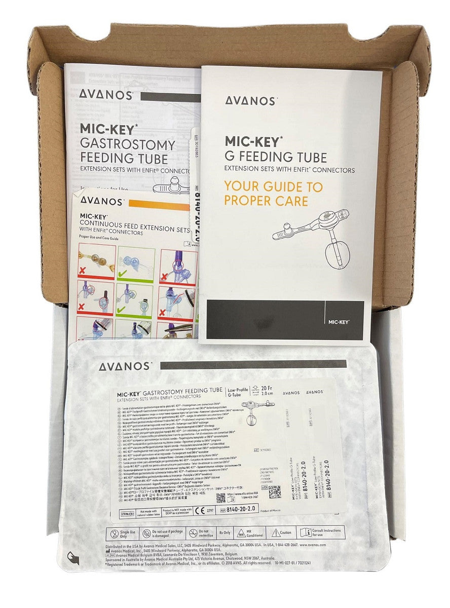 Avanos | Mic-Key 20Fr Low-Profile Balloon Gastrostomy Feeding Tube Extension Sets With Enfit Connectors - All Lengths