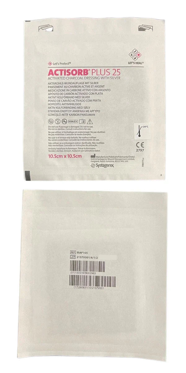 Actisorb Plus 25 Charcoal With Silver - All Sizes