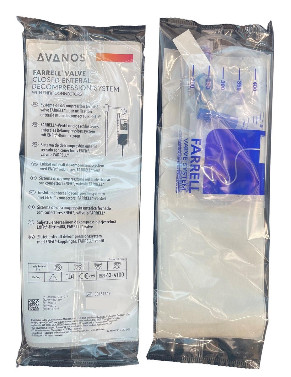 Avanos Farrell Valve Closed Enteral Decompression System With ENFIT Connector (43-4100)