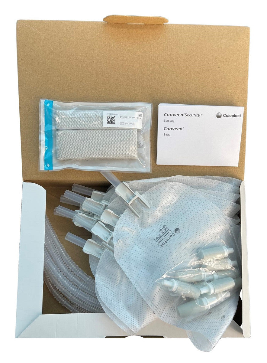 Coloplast Conveen Leg Bag Unisex 500ml Non Sterile 30Cm Tube White Design Clamp Tap 5160 - Box of 10
