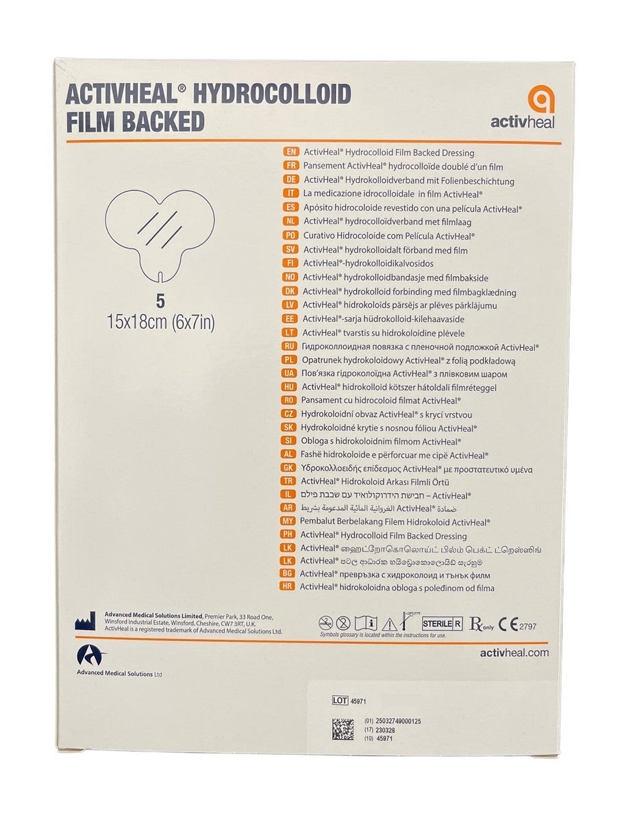 Activheal Hydrocolloid Sacral 15 X 18cm Film Backed - 5pcs/Box