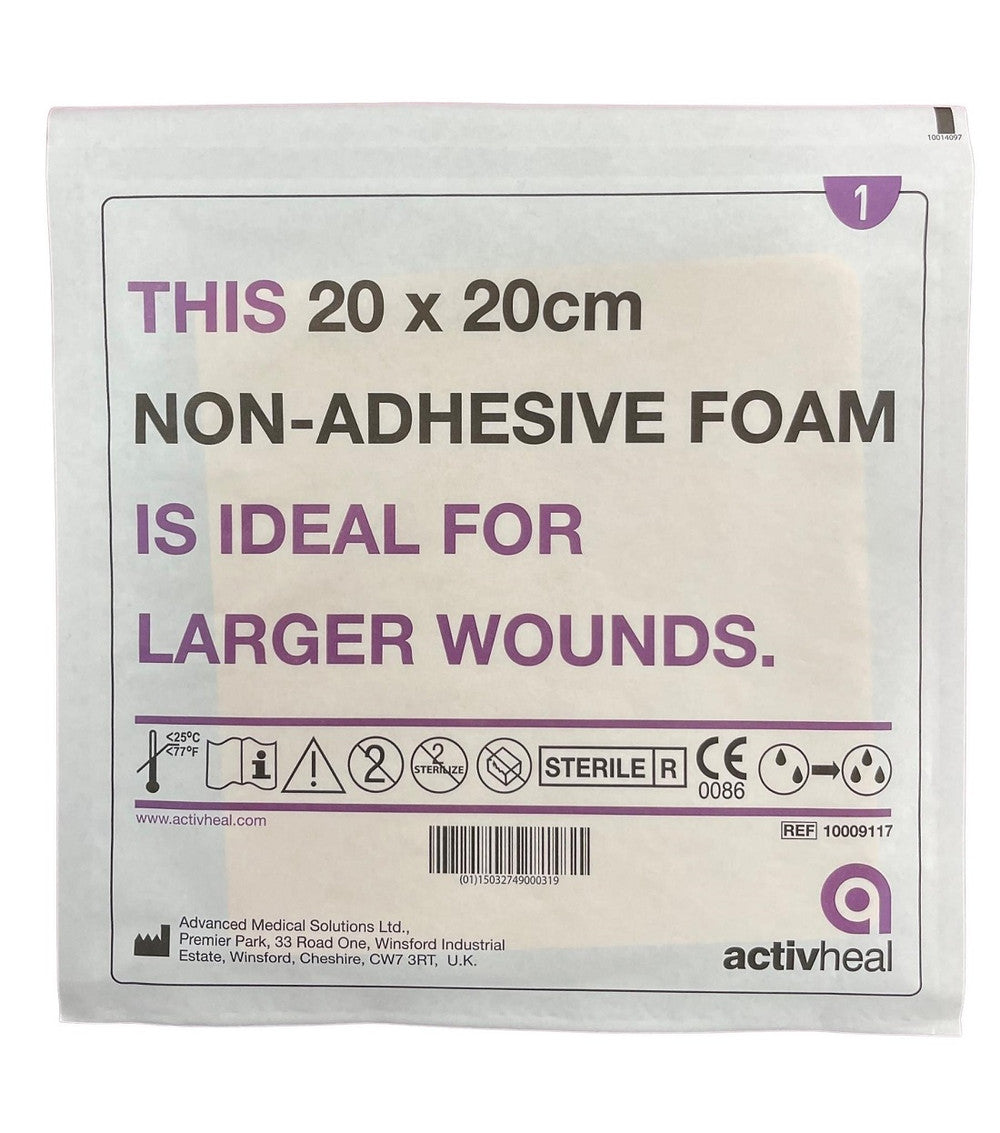 Activheal Non Adhesive Foam 20 X 20cm - Box of 10