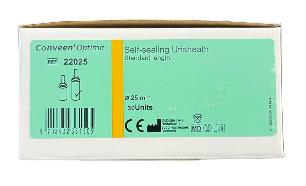 Coloplast Conveen Optima Urisheath Cath Self-Sealing 25Mm Standard Non Latex 22025 - Box of 30