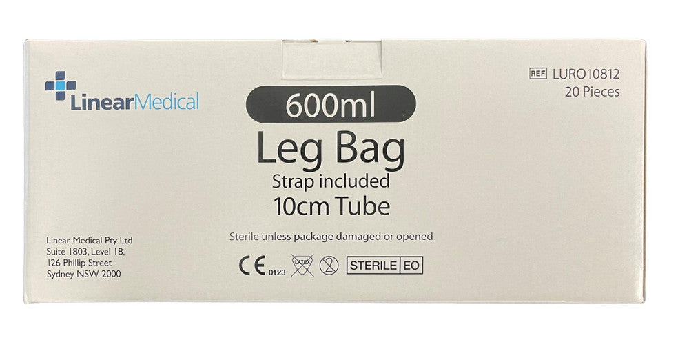 Linear Medical Leg Bag 600mL Sterile Latex Free 10cm Tube (LURO10812)