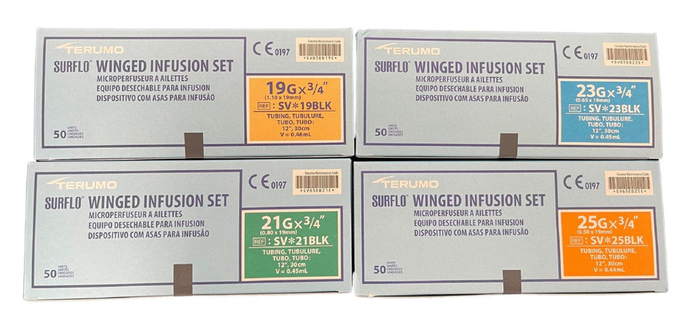 Terumo Surflo Winged Infusion Sets Butterfly Scalp Vein 19G 21G 23G 25G X 3/4