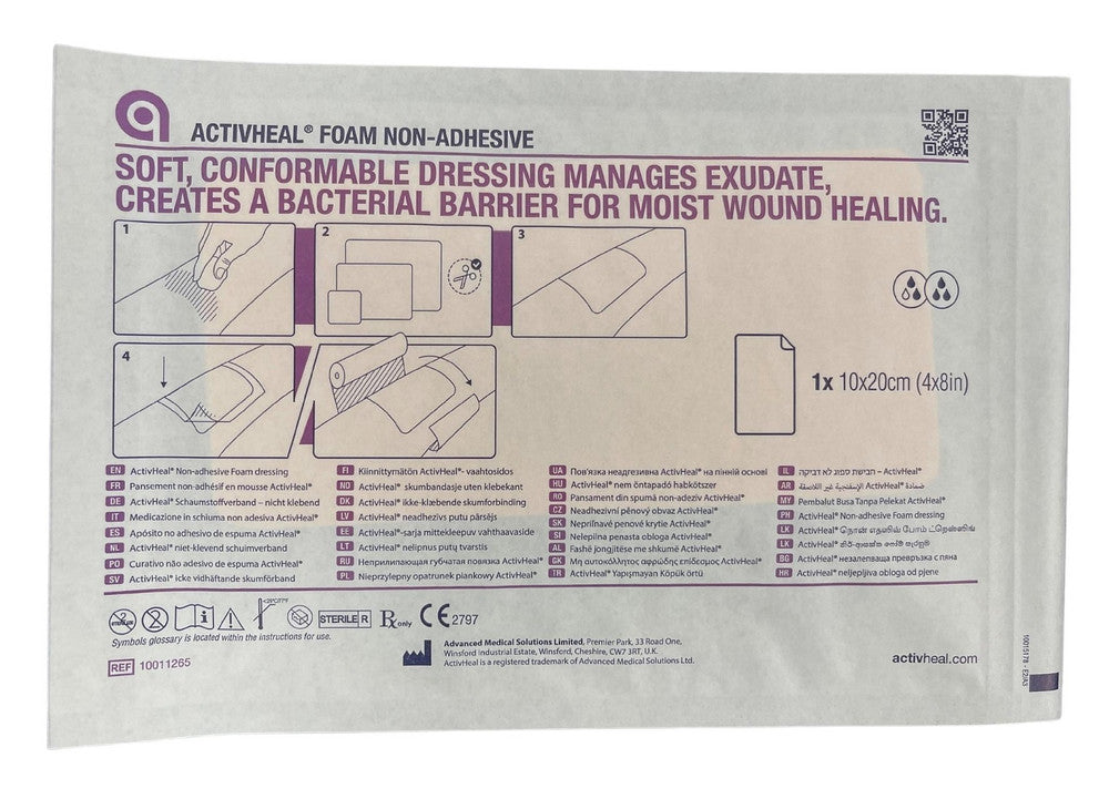 Activheal Non Adhesive Foam 10 X 20cm - 10pcs/Box
