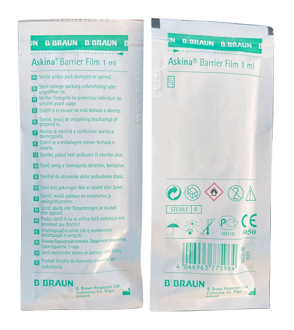 B. Braun Askina Barrier Film Swabs Breathable Skin Barrier 1mL, Box of 25  (5037)