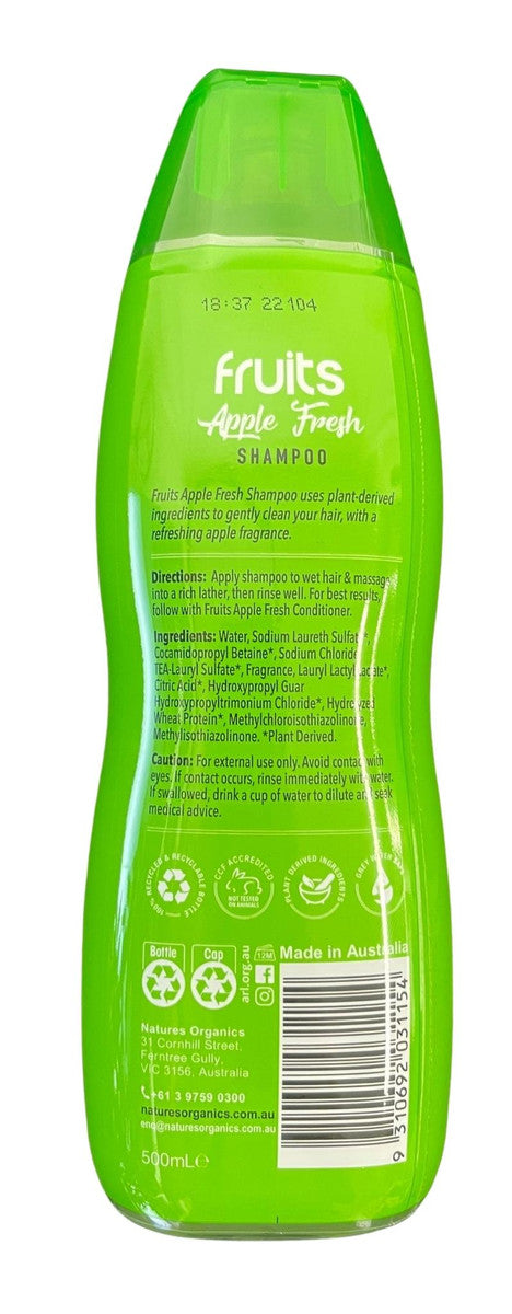 Natures Organics Fruits Shampoo Apple Fresh 500ml - Each