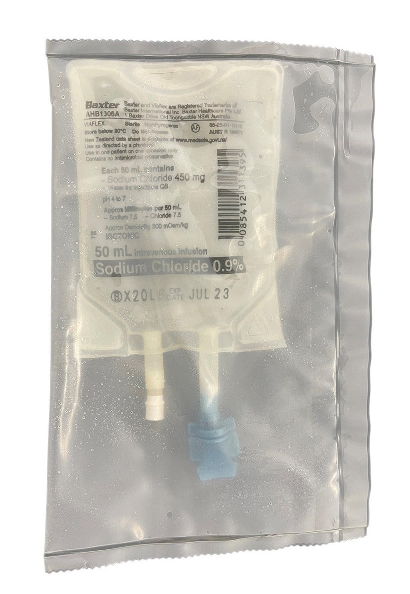 Baxter Viaflex 0.9% Sodium Chloride 50ml Bag IV Infusion Intravenous A ...
