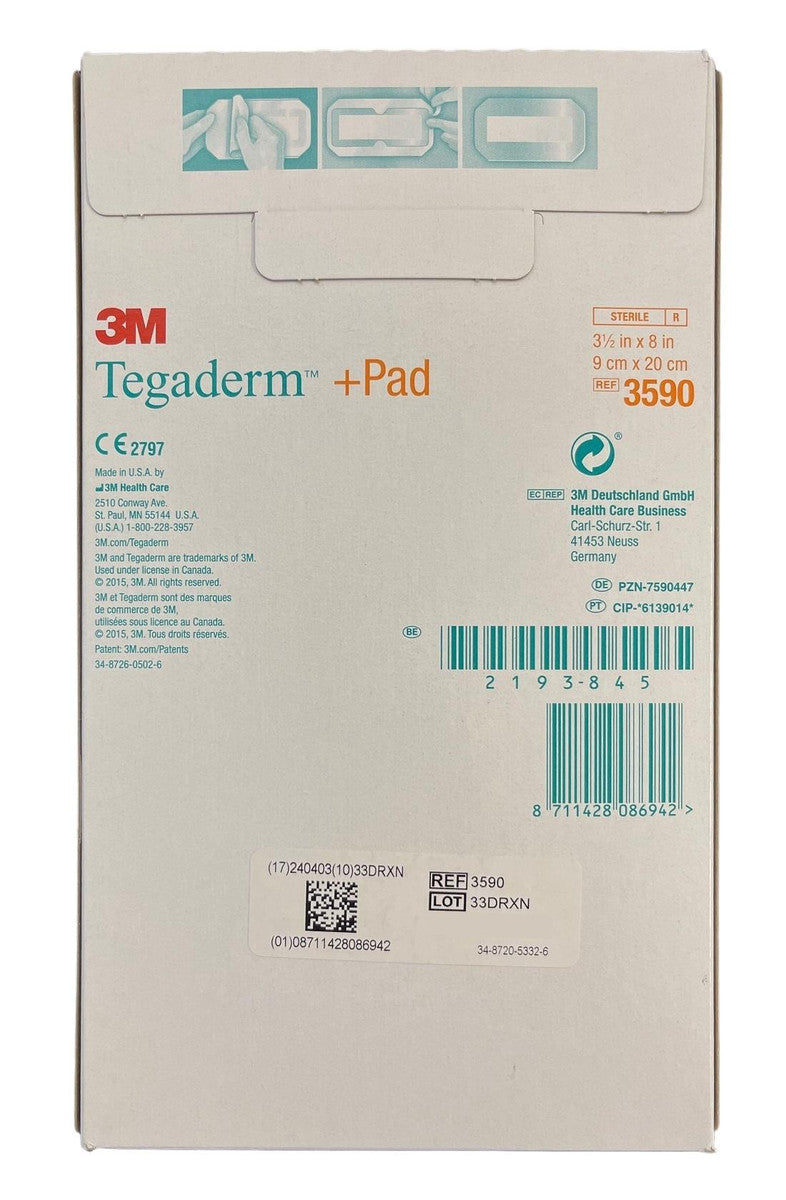 3M Tegaderm + Pad Dressing 9cm x 20cm Adhesive Transparent (3590)