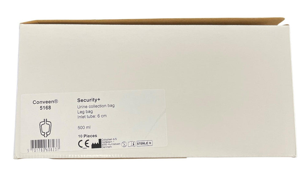 Coloplast Conveen Leg Bag With Straps Unisex 500Ml Sterile 6Cm Tube White Design Flip Tap 5168 - Box of 10