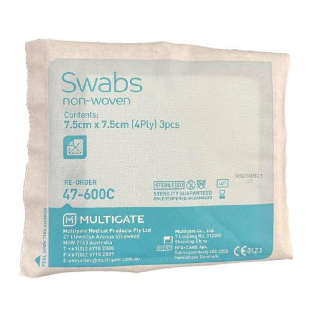 Multigate | Gauze Non-Woven Swab 4Ply 7.5 x 7.5cm Sterile 47-600C