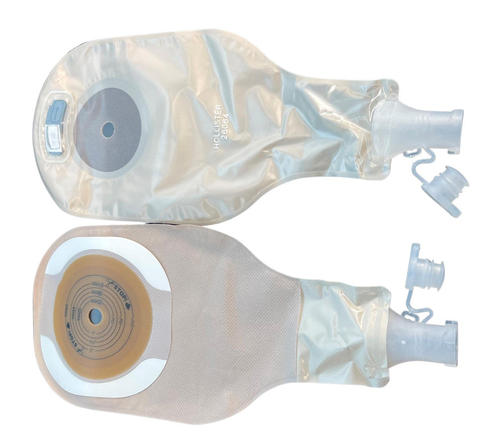 Hollister Moderma Flex One-Piece High Output Ostomy Pouch Flat With Flextend Skin Barrier Adhesive Border Maxi, Ultra Clear - 16mm - 64mm CTF
