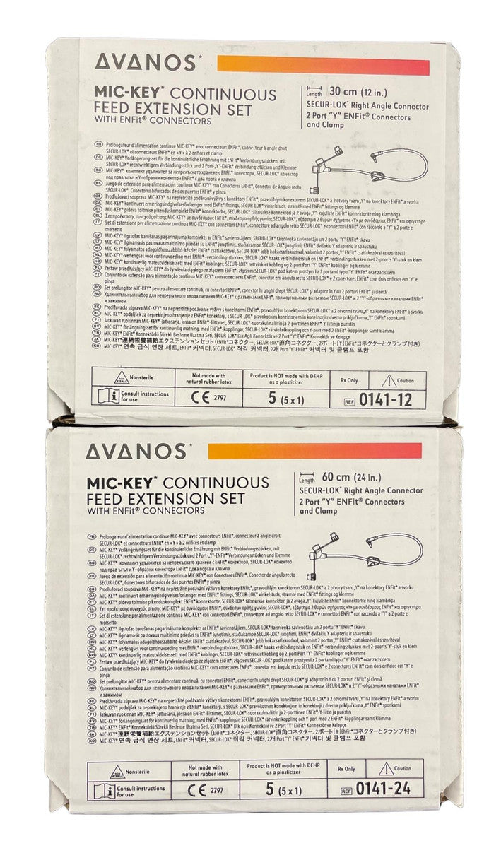 Avanos Mic-Key Continuous Feed Extension Set With ENFit Connectors, 30cm/ 60cm