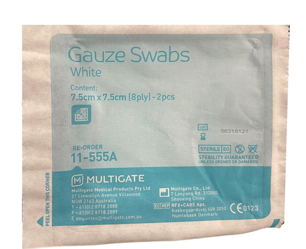Multigate Gauze Swabs 7.5cm X 7.5cm White (11-555A)