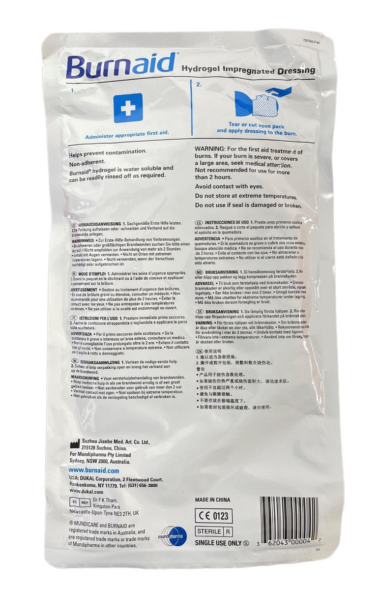 Burnaid Hydrogel Impregnated Dressing Face Mask 40cm x 30cm Facial Burns - Each