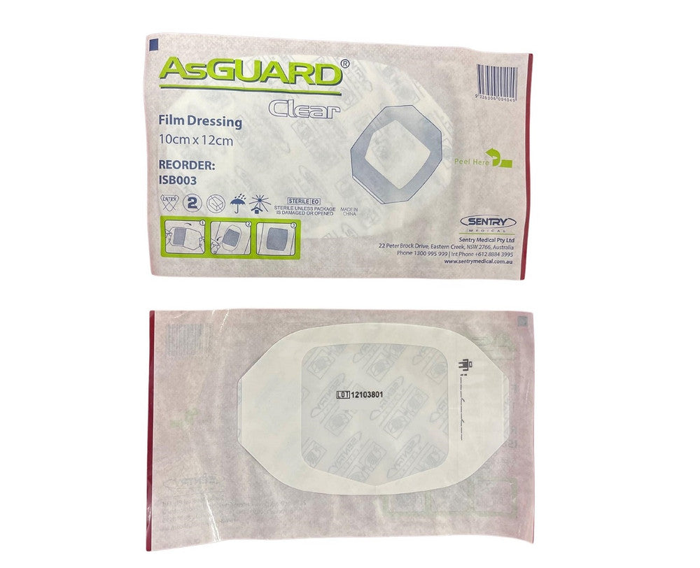 Asguard Clear Film Dressing 10cm x 12cm Adhesive ISB003 - Box of 25