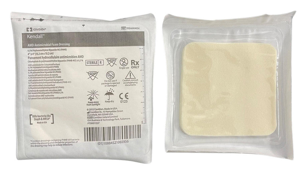 Covidien Kendall AMD Antimicrobial Foam Dressing 10.2cm x 10.2cm 55544AMDX