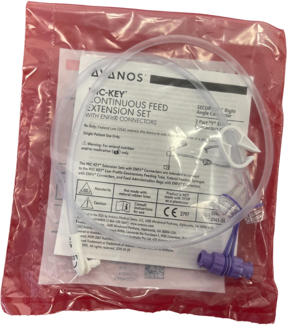 Avanos Mic-Key Low-Profile Gastrostomy Feeding Tube Bolus Cont Ext Set Secur Lok Enfit 60cm