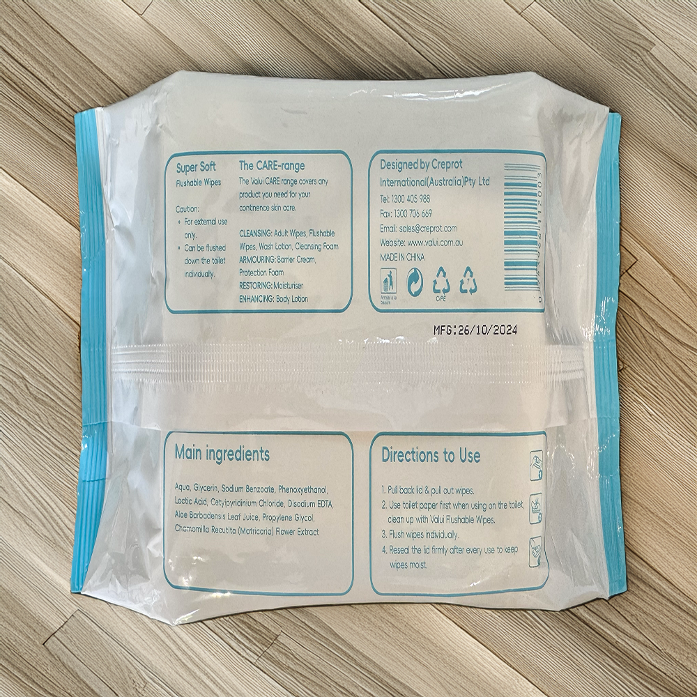 Valui | 3in1 Flushable Wipes 80Pcs