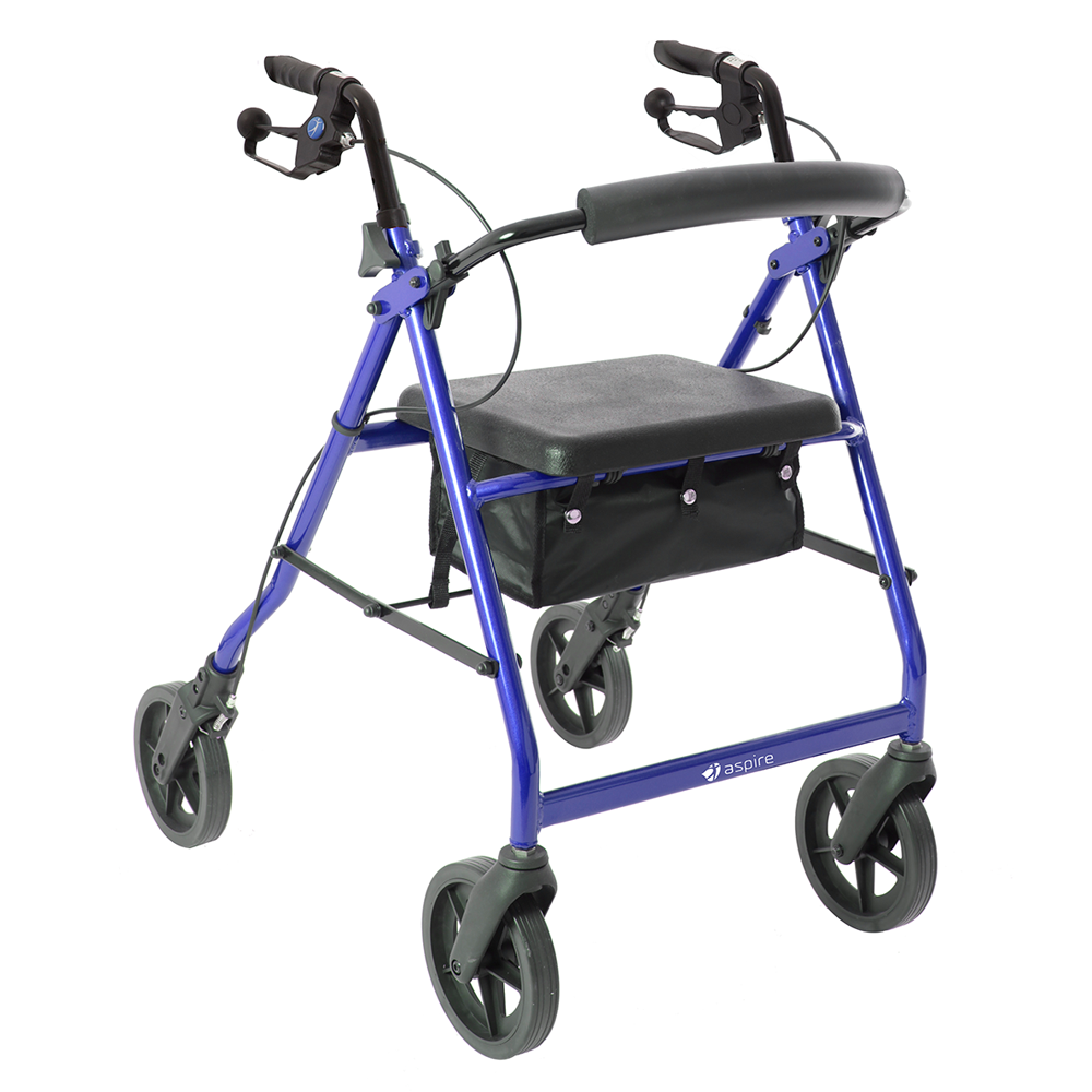 Aspire Deluxe Seat Walker, Rollator (Red / Blue)