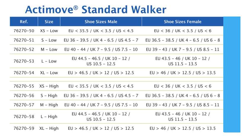 Actimove Standard Ankle Walker Black, Box of 1 - All Sizes