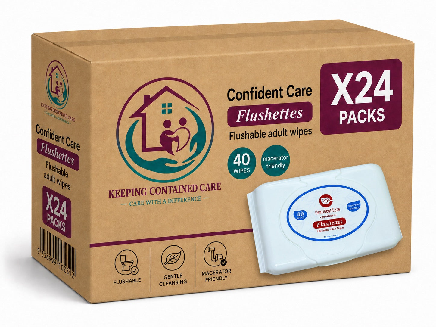 Confident Care | Flushettes Flushable and Macerator Friendly Wipes X8040