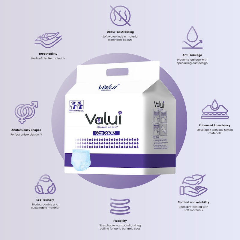 Valui | Plus Unisex Pull-Ups Large 110-135cm 1600ml Capacity 20Pcs PP11787