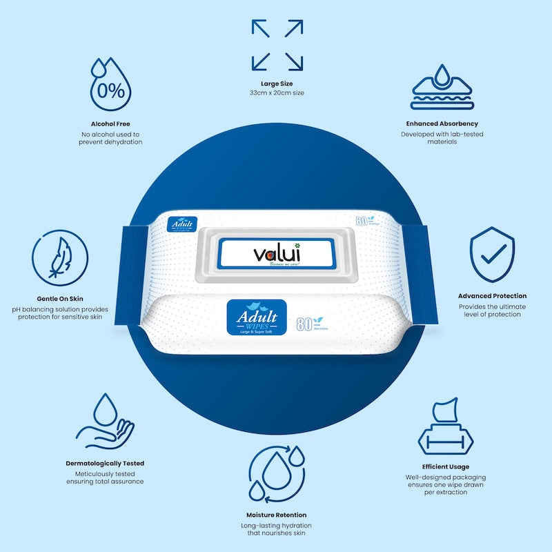 Valui | Adult Wet Wipes 33x20cm 80Pcs AW2033