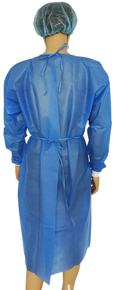 Gown, LEVEL 2 Impervious Isolation Cover Gown Blue, Knit cuff, Dental, Medical, 45 GSM, TGA Registered,  Waterproof, 10 Pcs/bag