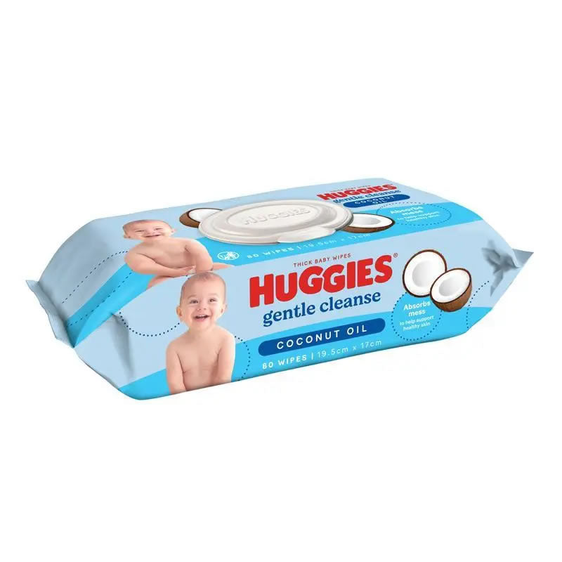 Huggies gentle cleanse baby wipes packaging on a white background